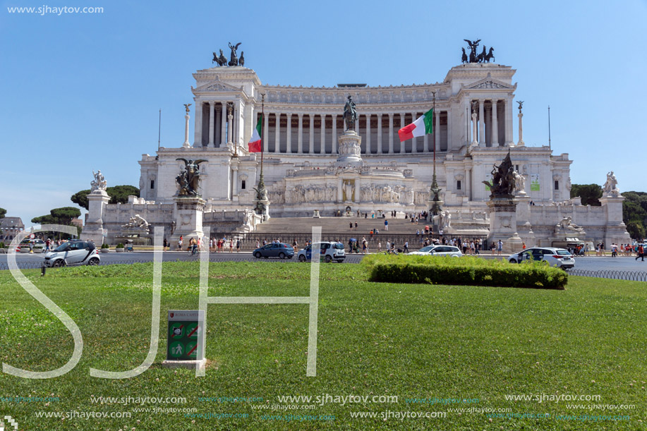 ROME, ITALY - JUNE 23, 2017: Amazing view of Altar of the Fatherland- Altare della Patria, known as the national Monument to Victor Emmanuel II in city of Rome, Italy