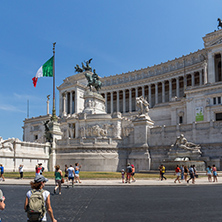 ROME, ITALY - JUNE 23, 2017: Amazing view of Altar of the Fatherland- Altare della Patria, known as the national Monument to Victor Emmanuel II in city of Rome, Italy