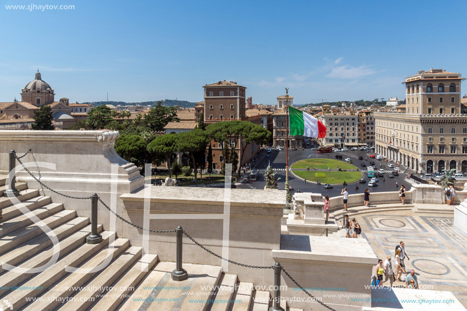 ROME, ITALY - JUNE 23, 2017: Amazing view of Piazza Venezia in city of Rome, Italy