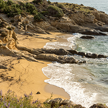Panoramic view of Griavas Beach at Sithonia peninsula, Chalkidiki, Central Macedonia, Greece
