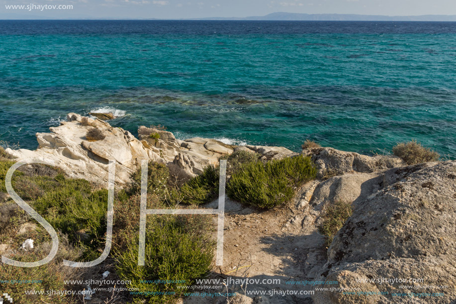 Seascape of Orange Beach Kavourotripes at Sithonia peninsula, Chalkidiki, Central Macedonia, Greece