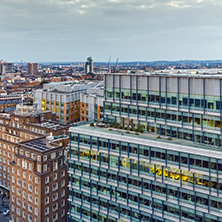 LONDON, ENGLAND - JUNE 18, 2016: Amazing Sunset panorama from Tate modern Gallery to city of London, England, Great Britain