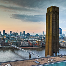 LONDON, ENGLAND - JUNE 18, 2016: Amazing Sunset panorama from Tate modern Gallery to city of London, England, Great Britain