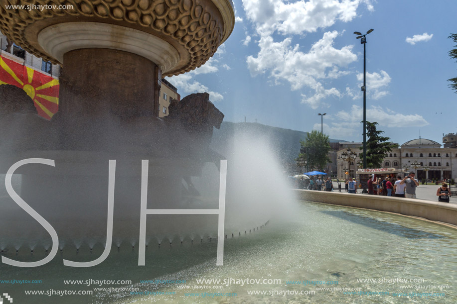 SKOPJE, REPUBLIC OF MACEDONIA - 13 MAY 2017: Philip II of Macedon Monument in Skopje, Republic of Macedonia