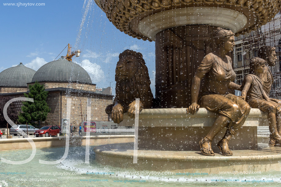 SKOPJE, REPUBLIC OF MACEDONIA - 13 MAY 2017: Philip II of Macedon Monument in Skopje, Republic of Macedonia