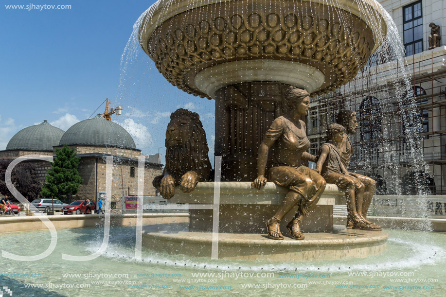 SKOPJE, REPUBLIC OF MACEDONIA - 13 MAY 2017: Philip II of Macedon Monument in Skopje, Republic of Macedonia