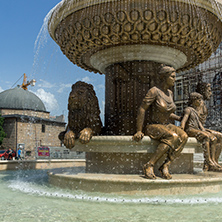 SKOPJE, REPUBLIC OF MACEDONIA - 13 MAY 2017: Philip II of Macedon Monument in Skopje, Republic of Macedonia