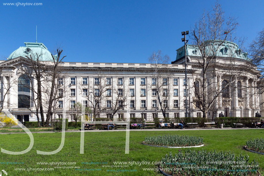 SOFIA, BULGARIA - APRIL 1, 2017: Amazing view of University of Sofia St. Kliment Ohridski, Bulgaria