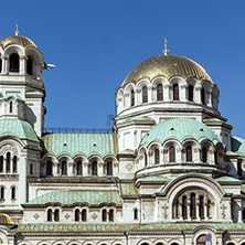 SOFIA, BULGARIA - APRIL 1, 2017: Amazing view of Cathedral Saint Alexander Nevski in Sofia, Bulgaria