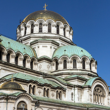 SOFIA, BULGARIA - APRIL 1, 2017: Amazing view of Cathedral Saint Alexander Nevski in Sofia, Bulgaria