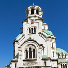 SOFIA, BULGARIA - APRIL 1, 2017: Amazing view of Cathedral Saint Alexander Nevski in Sofia, Bulgaria