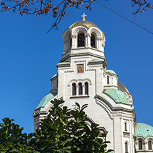 SOFIA, BULGARIA - APRIL 1, 2017: Amazing view of Cathedral Saint Alexander Nevski in Sofia, Bulgaria