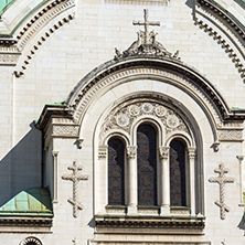 SOFIA, BULGARIA - APRIL 1, 2017: Amazing view of Cathedral Saint Alexander Nevski in Sofia, Bulgaria