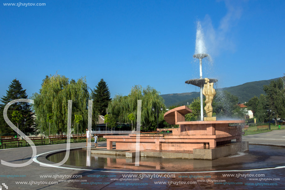 SAPAREVA BANYA, BULGARIA- AUGUST 13, 2013: The geyser with hot water in Spa Resort of Sapareva Banya, Bulgaria