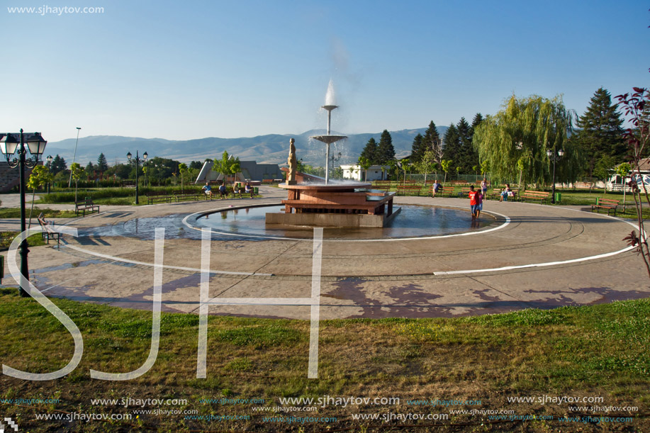 SAPAREVA BANYA, BULGARIA- AUGUST 13, 2013: The geyser with hot water in Spa Resort of Sapareva Banya, Bulgaria