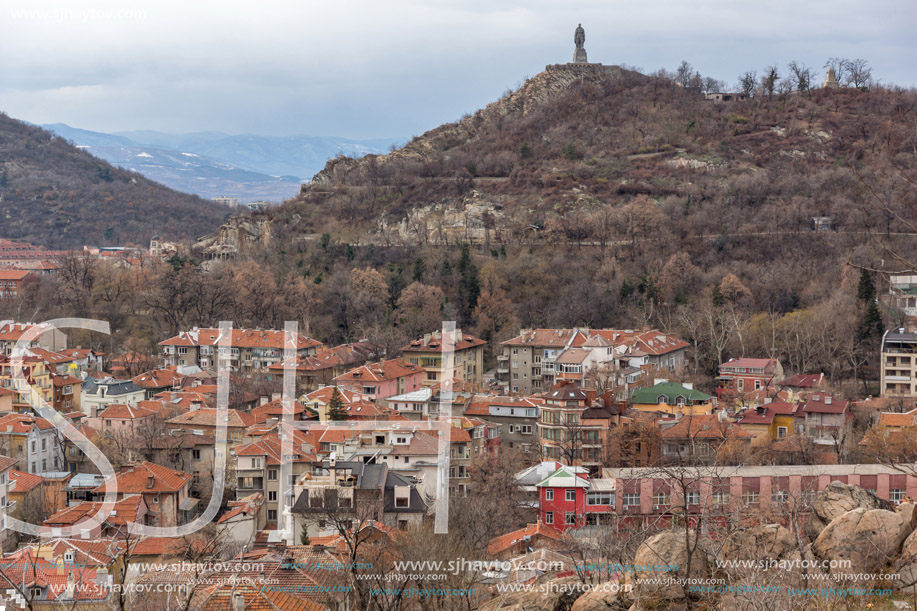 PLOVDIV, BULGARIA - DECEMBER 30, 2016:  Panoramic view of city of Plovdiv from Sahat tepe hill, Bulgaria