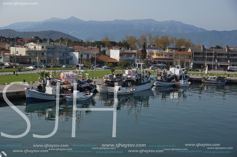 KERAMOTI, GREECE - APRIL 4, 2016:  Amazing view of Port of village of Keramoti, East Macedonia and Thrace, Greece
