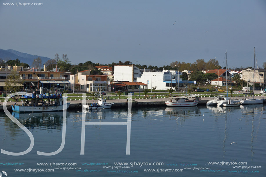 KERAMOTI, GREECE - APRIL 4, 2016:  Amazing view of Port of village of Keramoti, East Macedonia and Thrace, Greece