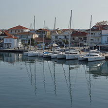 KERAMOTI, GREECE - APRIL 4, 2016:  Amazing view of Port of village of Keramoti, East Macedonia and Thrace, Greece