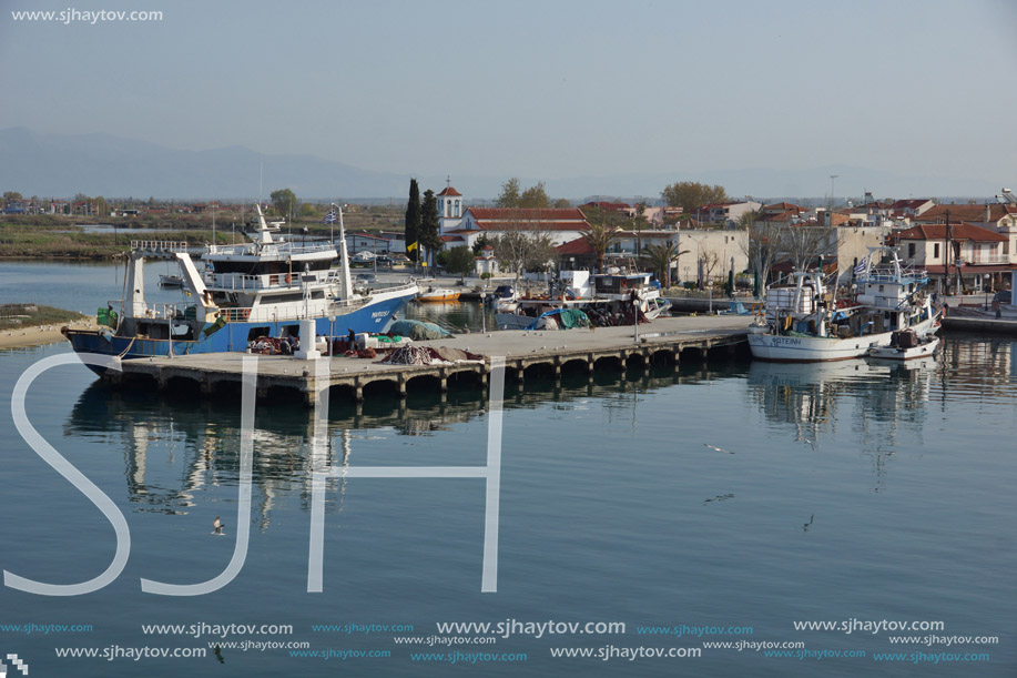 KERAMOTI, GREECE - APRIL 4, 2016:  Amazing view of Port of village of Keramoti, East Macedonia and Thrace, Greece