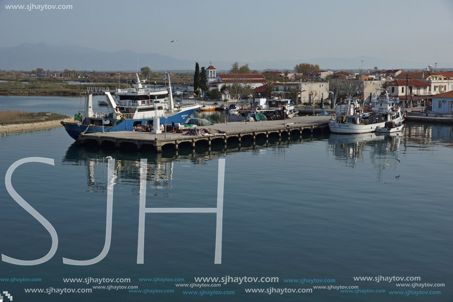 KERAMOTI, GREECE - APRIL 4, 2016:  Amazing view of Port of village of Keramoti, East Macedonia and Thrace, Greece