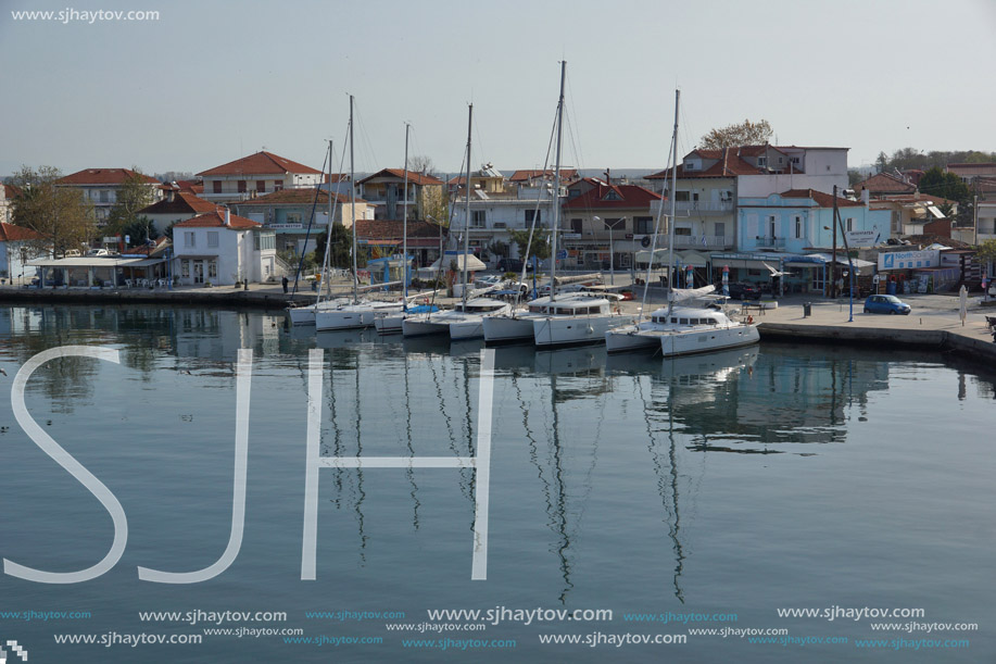 KERAMOTI, GREECE - APRIL 4, 2016:  Amazing view of Port of village of Keramoti, East Macedonia and Thrace, Greece