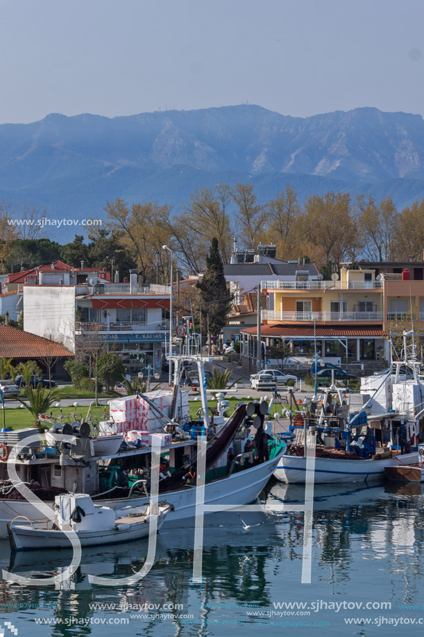 KERAMOTI, GREECE - APRIL 4, 2016:  Amazing view of Port of village of Keramoti, East Macedonia and Thrace, Greece