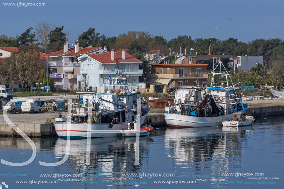 KERAMOTI, GREECE - APRIL 4, 2016:  Amazing view of Port of village of Keramoti, East Macedonia and Thrace, Greece