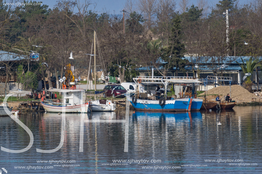 KERAMOTI, GREECE - APRIL 4, 2016:  Amazing view of Port of village of Keramoti, East Macedonia and Thrace, Greece