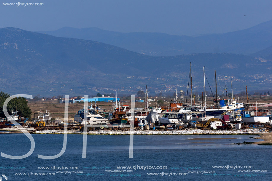 KERAMOTI, GREECE - APRIL 4, 2016:  Amazing view of Port of village of Keramoti, East Macedonia and Thrace, Greece