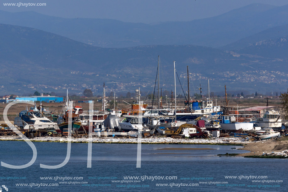 KERAMOTI, GREECE - APRIL 4, 2016:  Amazing view of Port of village of Keramoti, East Macedonia and Thrace, Greece