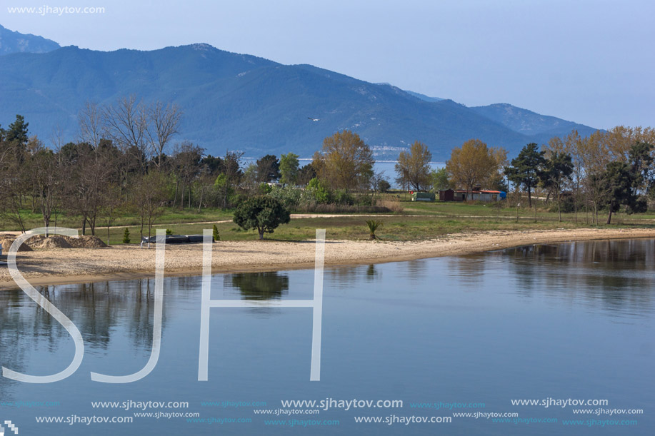 KERAMOTI, GREECE - APRIL 4, 2016:  Amazing view of Port of village of Keramoti, East Macedonia and Thrace, Greece