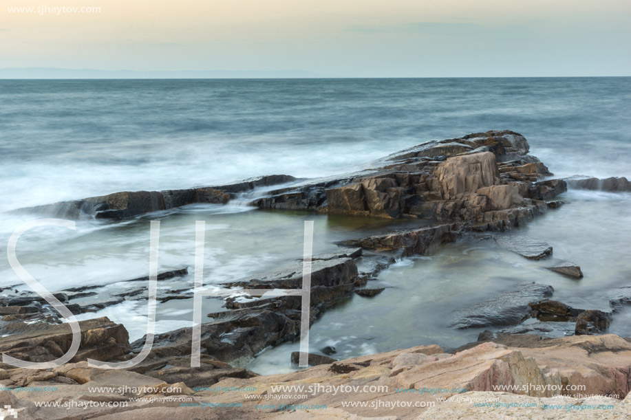 Amazing Sunset view of coastline of village of Chernomorets, Burgas Region, Bulgaria