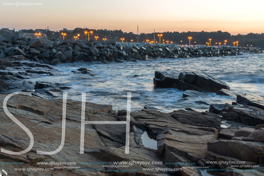Amazing Sunset view of coastline of village of Chernomorets, Burgas Region, Bulgaria