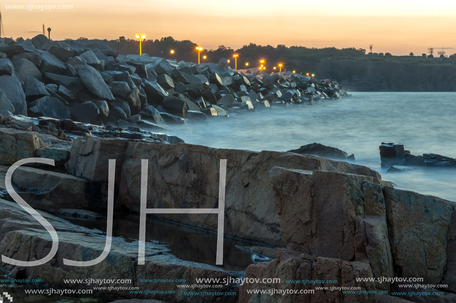 Amazing Sunset view of coastline of village of Chernomorets, Burgas Region, Bulgaria