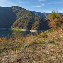 Amazing Autumn landscape of Meander of Vacha (Antonivanovtsy) Reservoir, Rhodopes Mountain, Bulgaria