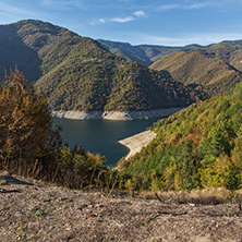 Amazing Autumn landscape of Meander of Vacha (Antonivanovtsy) Reservoir, Rhodopes Mountain, Bulgaria