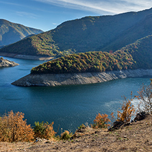 Amazing Autumn landscape of Meander of Vacha (Antonivanovtsy) Reservoir, Rhodopes Mountain, Bulgaria