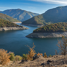 Amazing Autumn landscape of Meander of Vacha (Antonivanovtsy) Reservoir, Rhodopes Mountain, Bulgaria