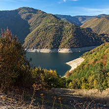 Amazing Autumn landscape of Meander of Vacha (Antonivanovtsy) Reservoir, Rhodopes Mountain, Bulgaria