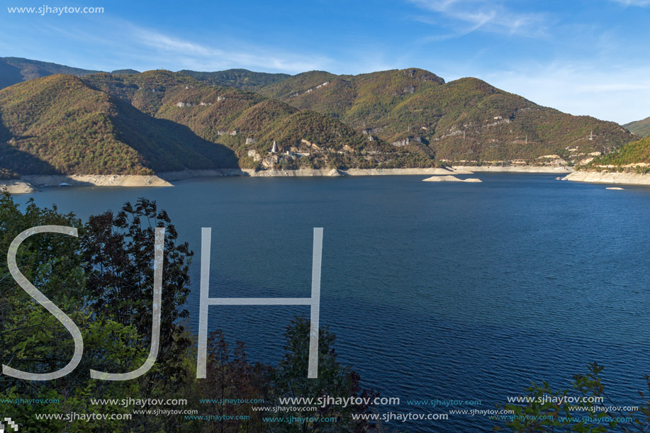 Amazing Autumn landscape of Meander of Vacha (Antonivanovtsy) Reservoir, Rhodopes Mountain, Bulgaria