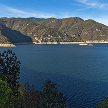 Amazing Autumn landscape of Meander of Vacha (Antonivanovtsy) Reservoir, Rhodopes Mountain, Bulgaria