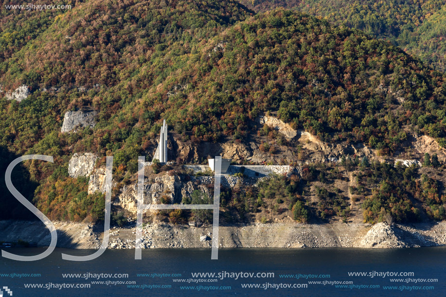 Amazing Autumn landscape of Meander of Vacha (Antonivanovtsy) Reservoir, Rhodopes Mountain, Bulgaria