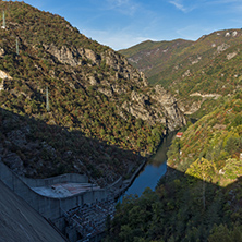 Amazing Autumn landscape of Meander of Vacha (Antonivanovtsy) Reservoir, Rhodopes Mountain, Bulgaria