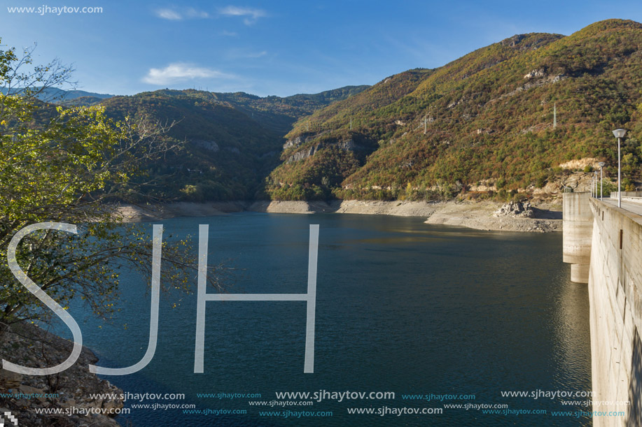 Amazing Autumn landscape of Meander of Vacha (Antonivanovtsy) Reservoir, Rhodopes Mountain, Bulgaria