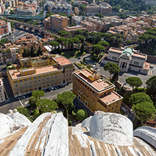 Amazing panoramic view to Vatican and city of Rome from dome of St. Peter"s Basilica, Italy