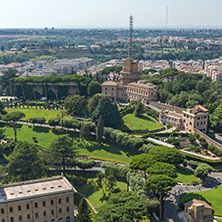 Amazing panoramic view to Vatican and city of Rome from dome of St. Peter"s Basilica, Italy