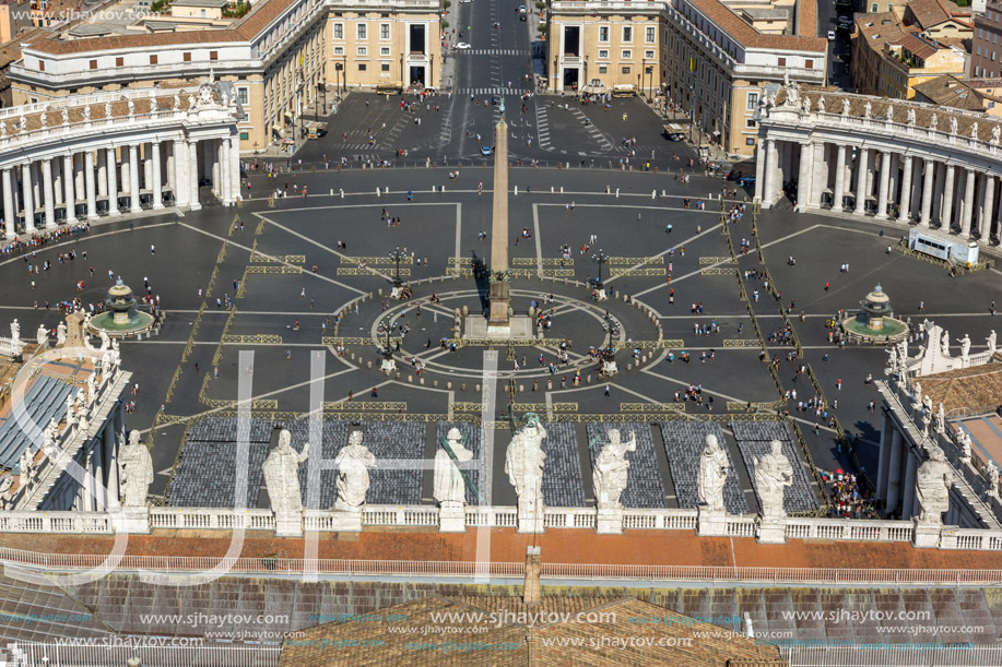 Amazing panoramic view to Vatican and city of Rome from dome of St. Peter"s Basilica, Italy