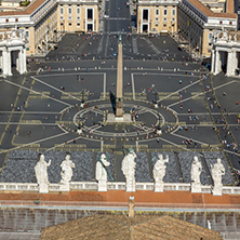 Amazing panoramic view to Vatican and city of Rome from dome of St. Peter"s Basilica, Italy