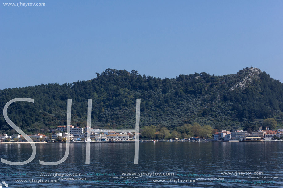 THASSOS, GREECE - APRIL 5, 2016: Panoramic view of Thassos town, East Macedonia and Thrace, Greece
